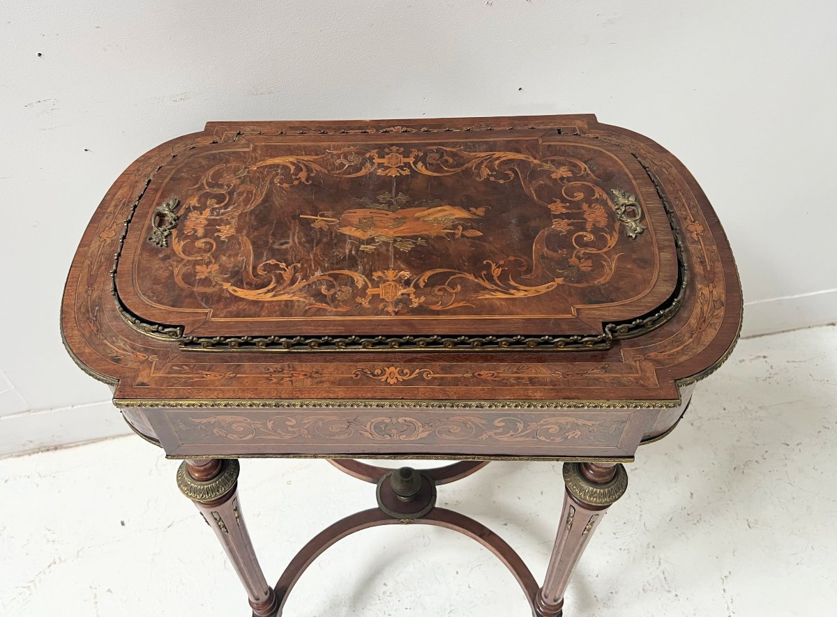 19th-century Napoleon III-style Wooden Veneer Planter-photo-4