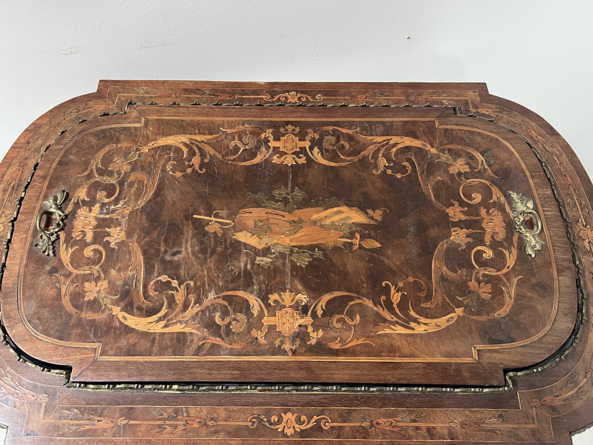 19th-century Napoleon III-style Wooden Veneer Planter-photo-8