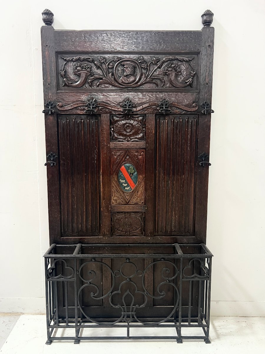 Porte manteaux de style Renaissance en chene massif XIX siècle-photo-3