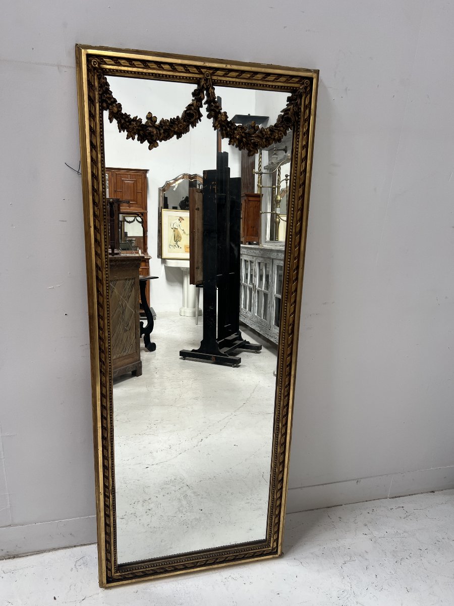 Louis XVI-style Console Table And Wall Mirror In Gilded Wood-photo-2