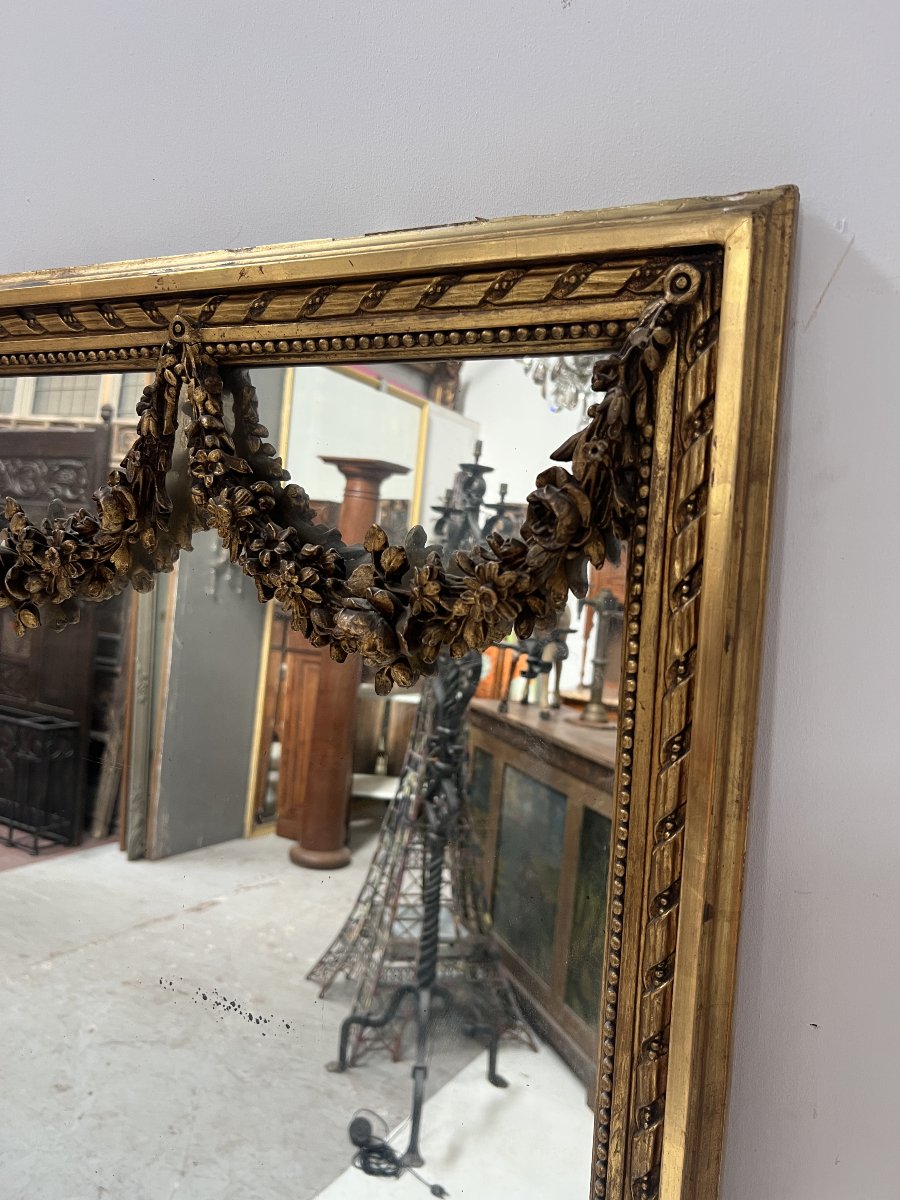 Louis XVI-style Console Table And Wall Mirror In Gilded Wood-photo-4