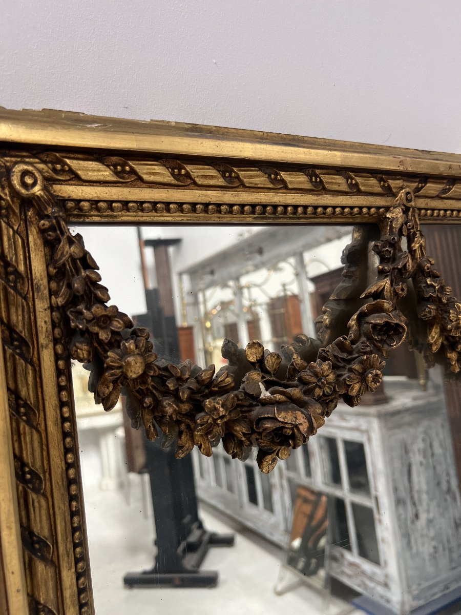 Louis XVI-style Console Table And Wall Mirror In Gilded Wood-photo-1