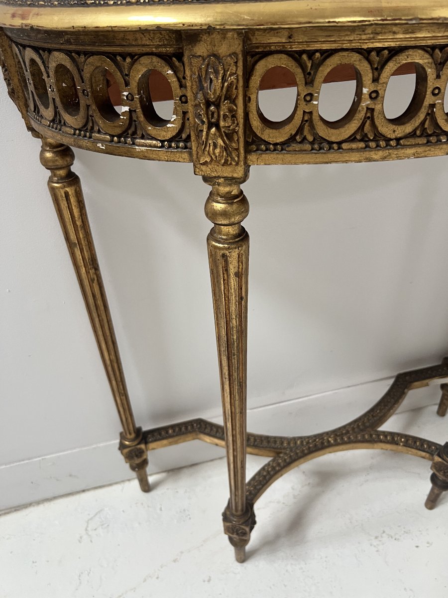Louis XVI-style Console Table And Wall Mirror In Gilded Wood-photo-2