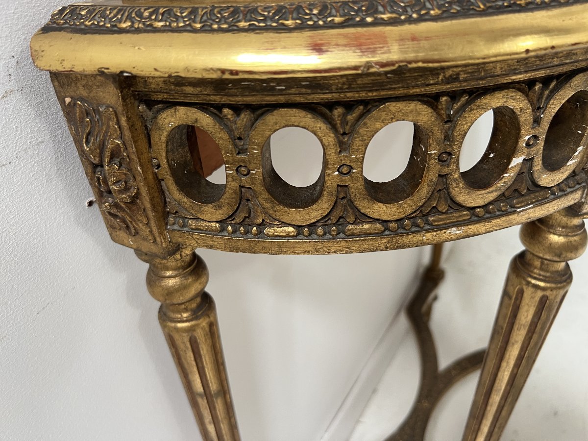 Louis XVI-style Console Table And Wall Mirror In Gilded Wood-photo-4