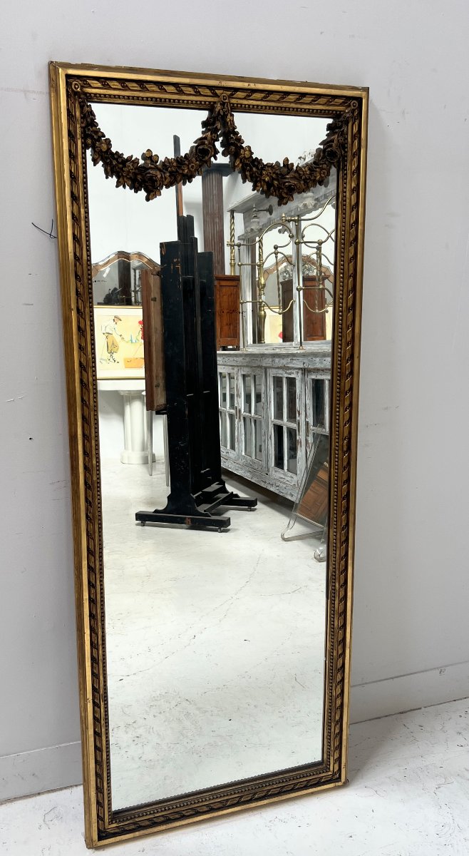 Louis XVI-style Console Table And Wall Mirror In Gilded Wood-photo-6