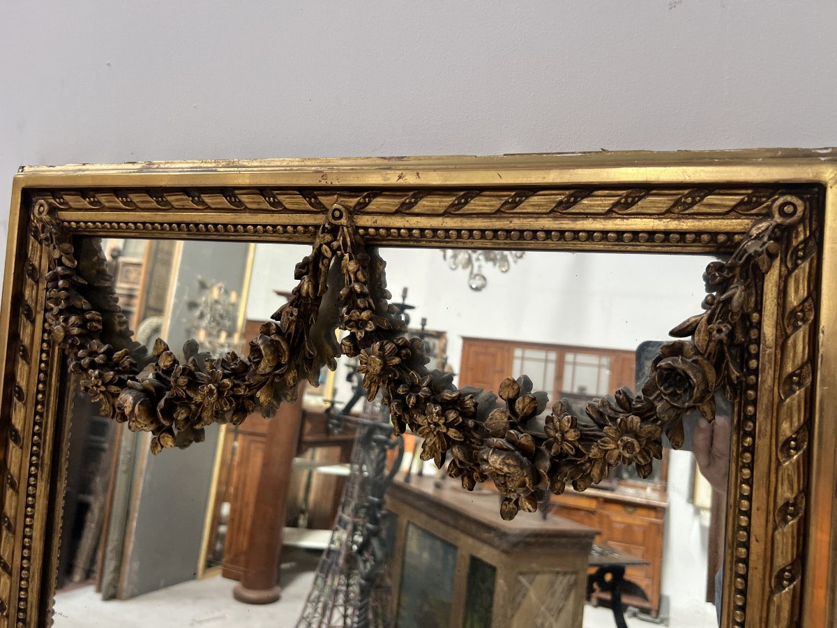 Louis XVI-style Console Table And Wall Mirror In Gilded Wood-photo-8
