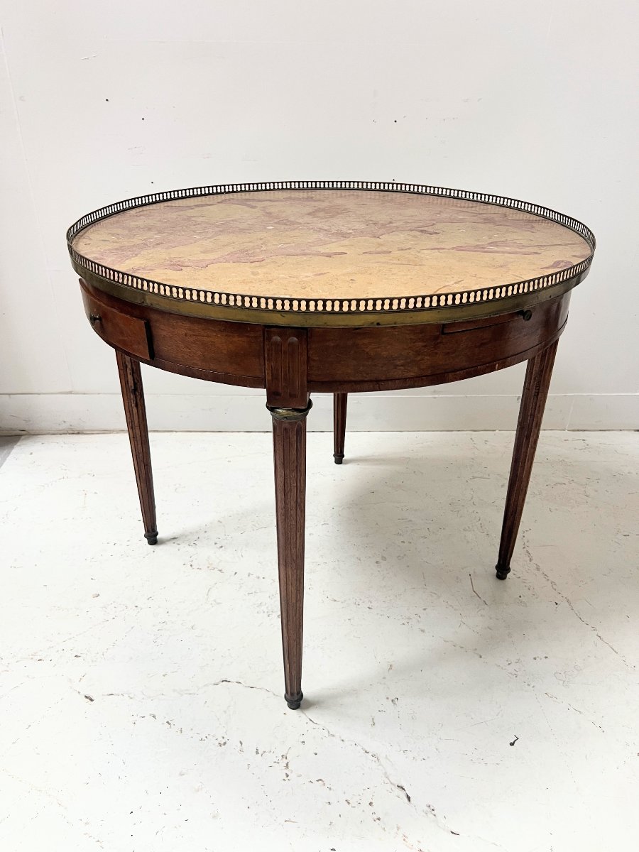Louis XVI-style Hot Water Bottle Table Made Of Veneered Wood, 20th Century
