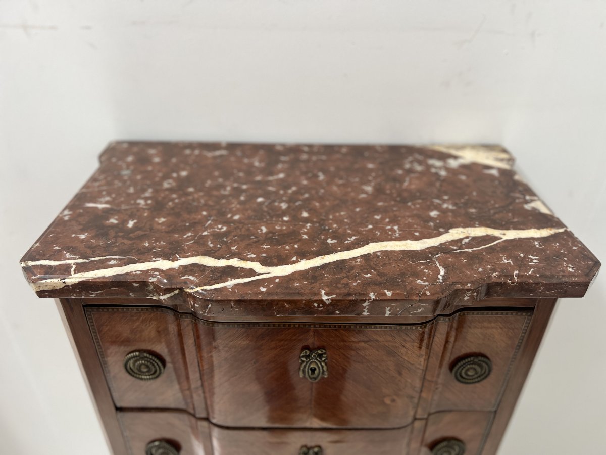 Chiffonnier de style Transition en placage de bois de rose et amarante XX siècle-photo-4