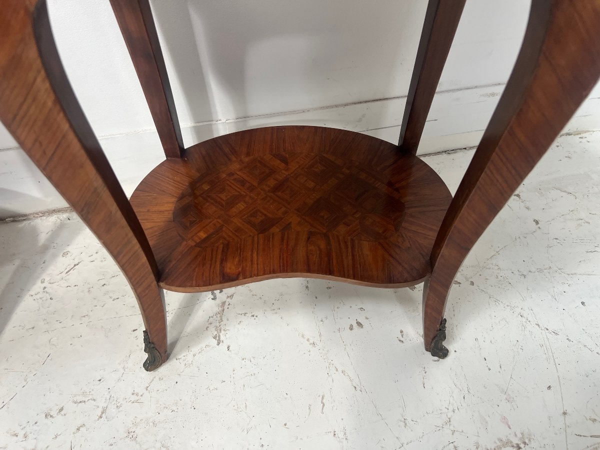 Paire de petites commodes rognons en bois de placage marqueté XX siècle-photo-8