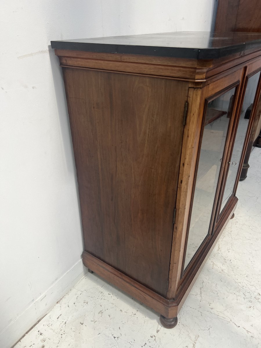 19th-century Mahogany And Veneer Display Cabinet At Counter Height-photo-2