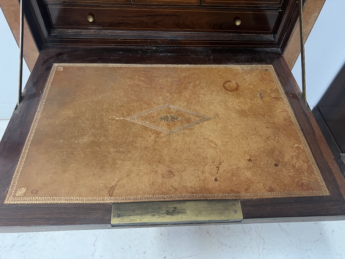 19th-century Light Walnut Burl Louis Philippe Secretary Desk-photo-3