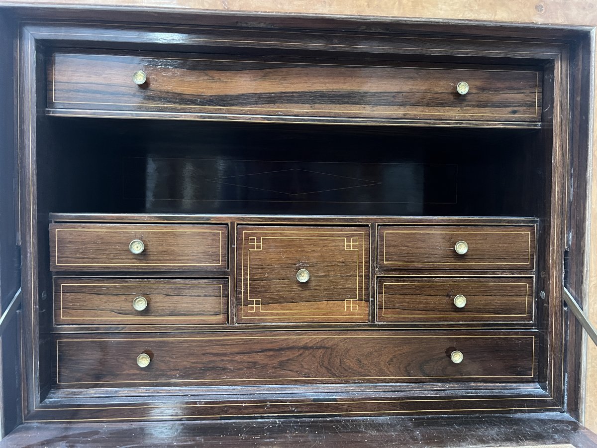 19th-century Light Walnut Burl Louis Philippe Secretary Desk-photo-1