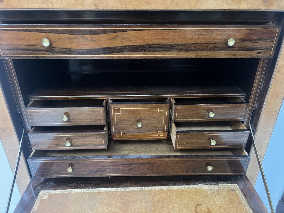 19th-century Light Walnut Burl Louis Philippe Secretary Desk-photo-2