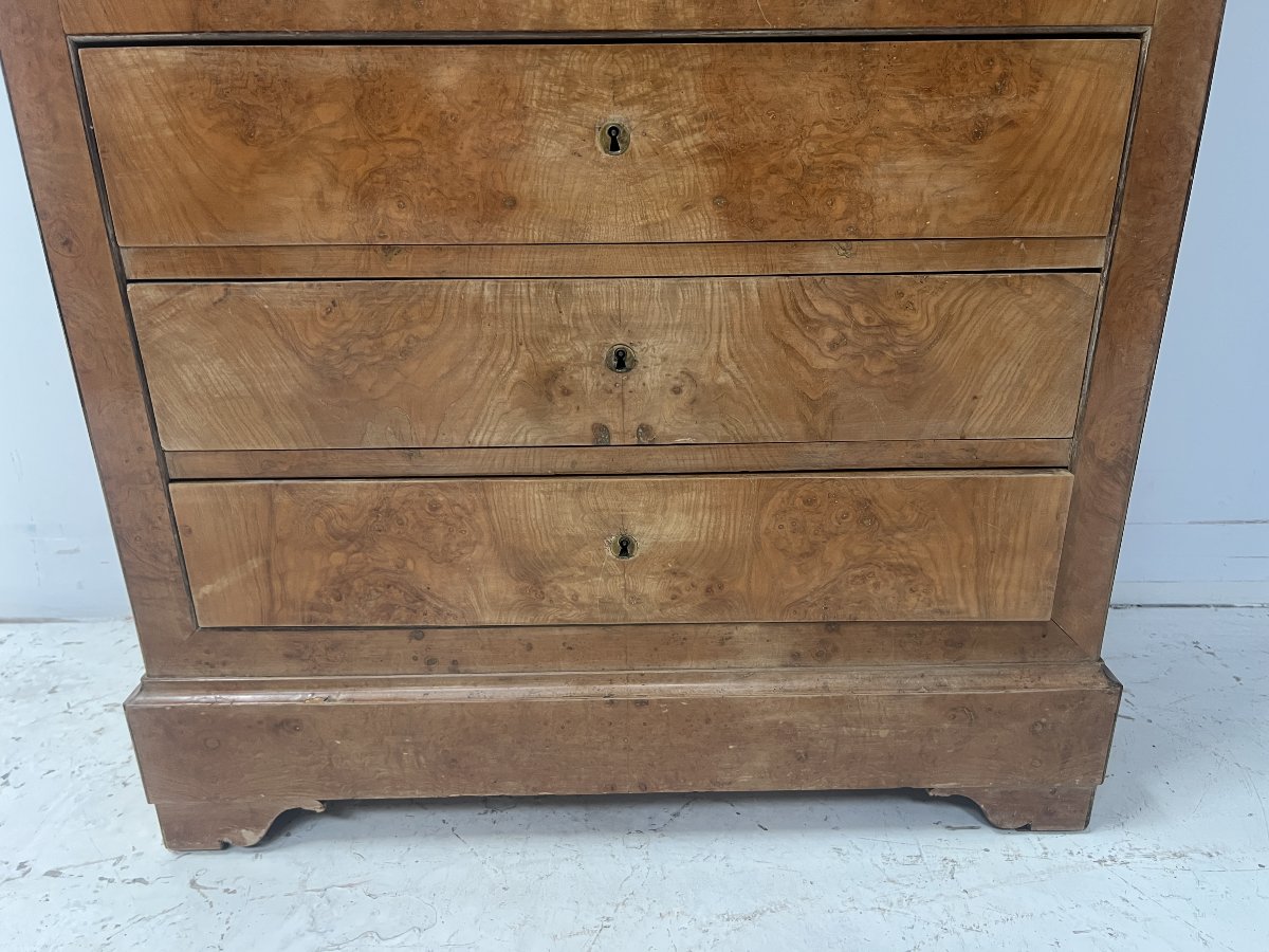 19th-century Light Walnut Burl Louis Philippe Secretary Desk-photo-7