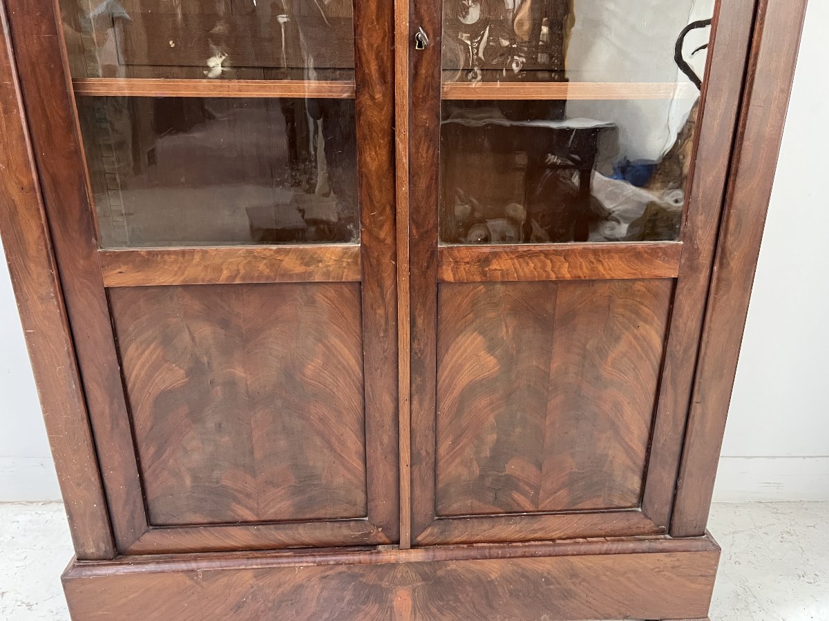19th-century Louis Philippe Bookcase Made Of Mahogany And Mahogany Veneer-photo-2