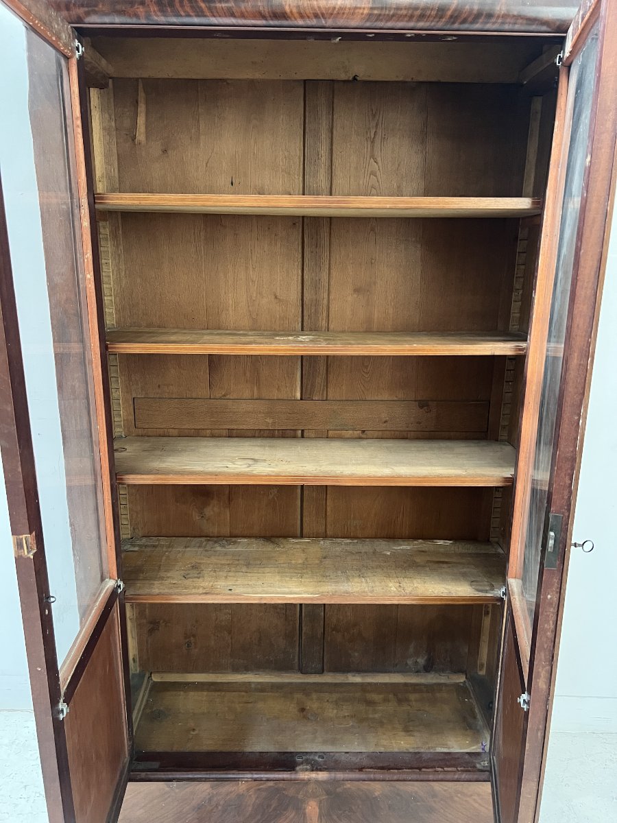 19th-century Louis Philippe Bookcase Made Of Mahogany And Mahogany Veneer-photo-3