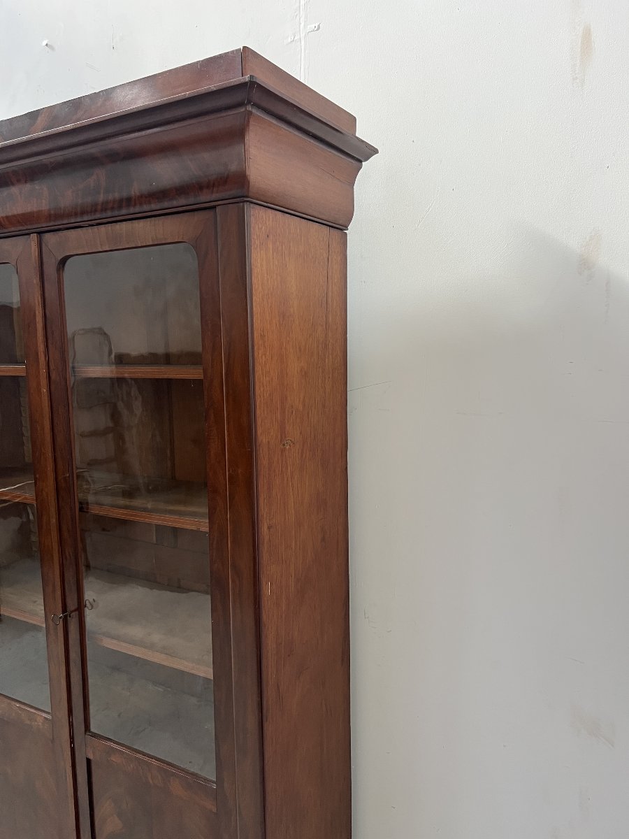 19th-century Louis Philippe Bookcase Made Of Mahogany And Mahogany Veneer-photo-3