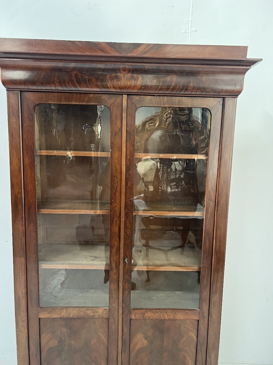 19th-century Louis Philippe Bookcase Made Of Mahogany And Mahogany Veneer-photo-6