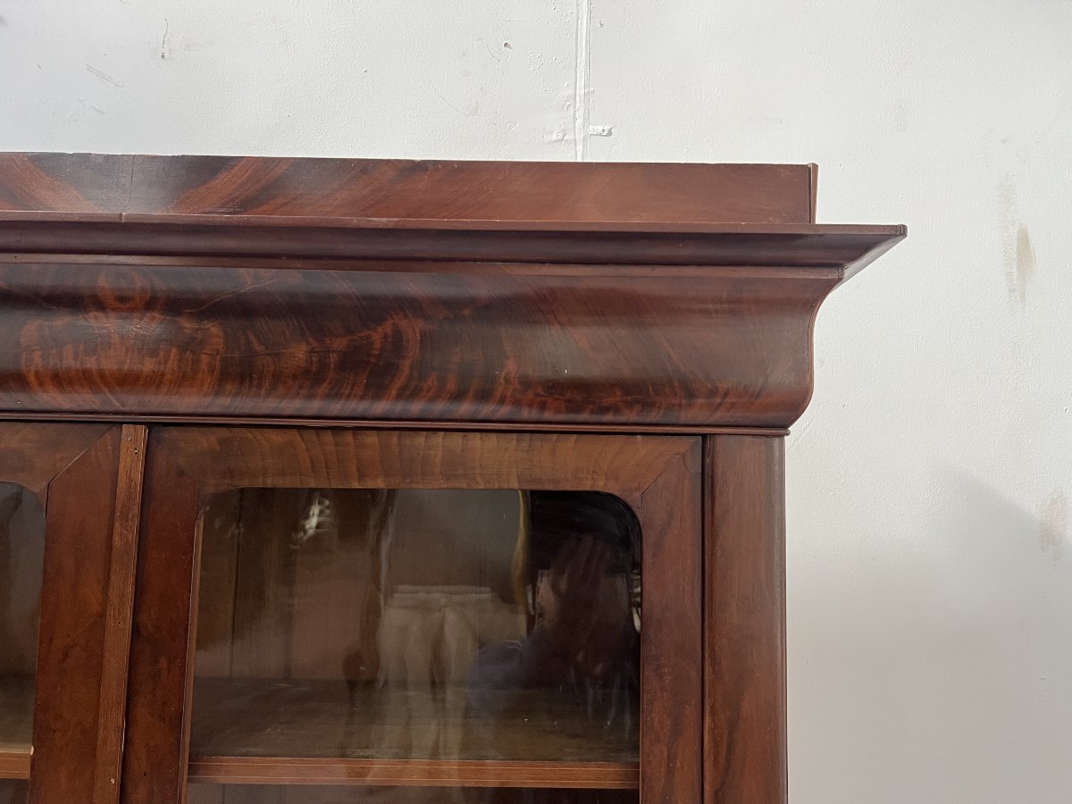 19th-century Louis Philippe Bookcase Made Of Mahogany And Mahogany Veneer-photo-7