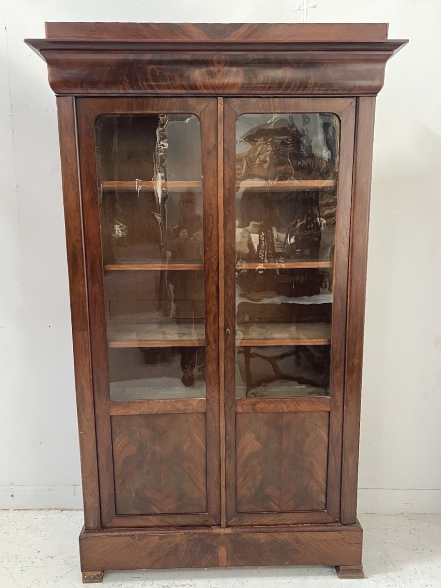 19th-century Louis Philippe Bookcase Made Of Mahogany And Mahogany Veneer