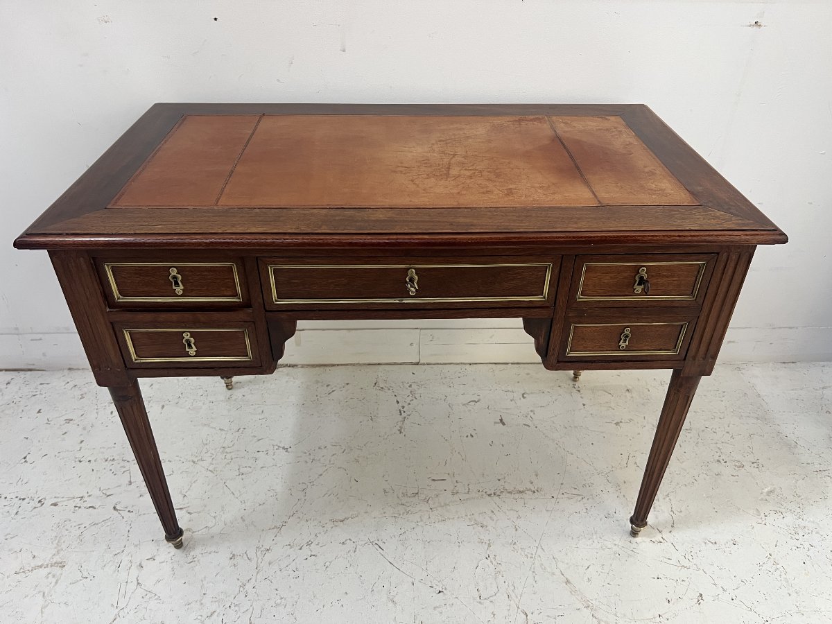 Bureau de style Louis XVI en acajou et placage d'acajou XX siècle-photo-2