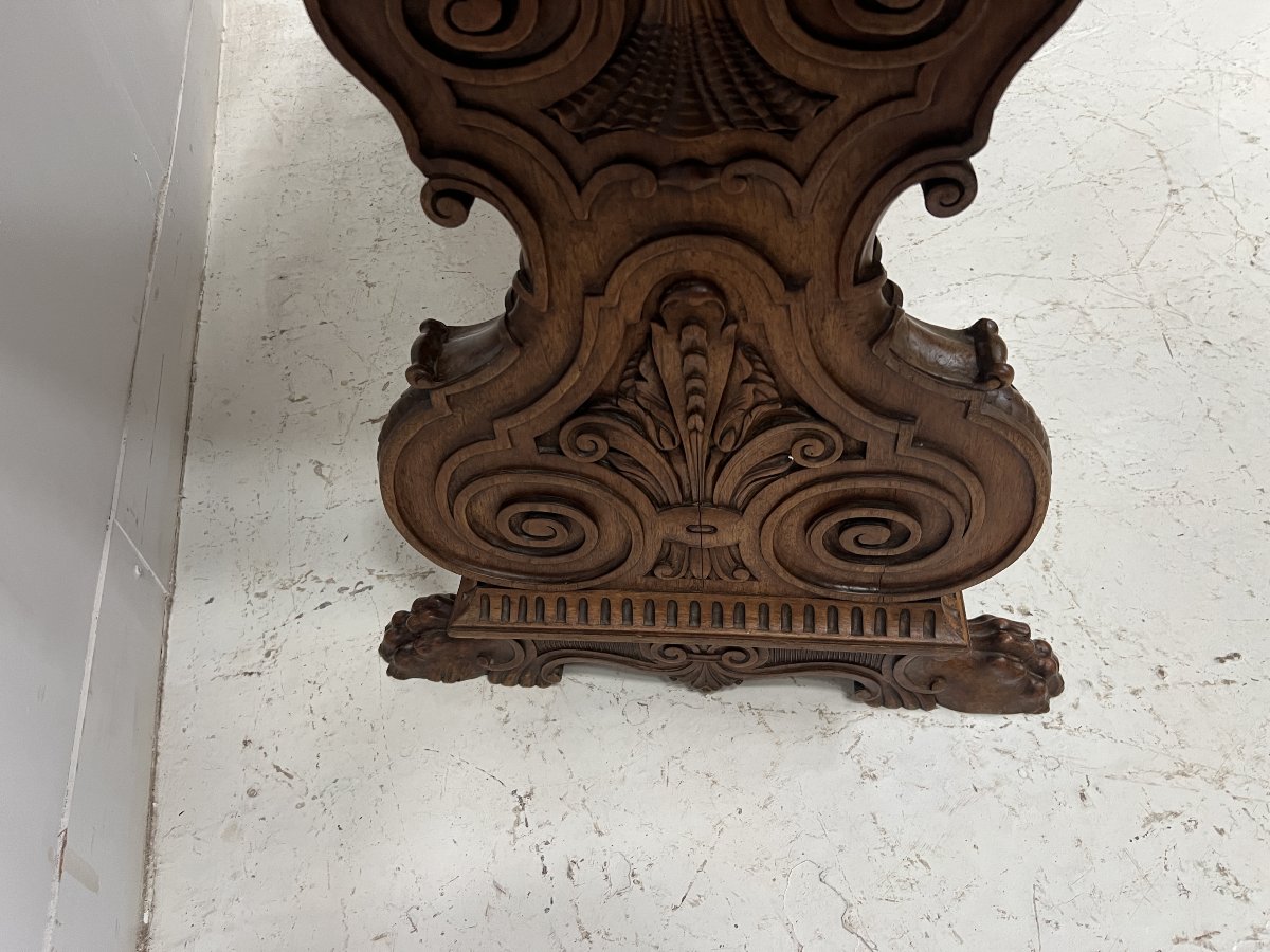 20th-century Renaissance-style Dining Table Made Of Carved Solid Wood-photo-7