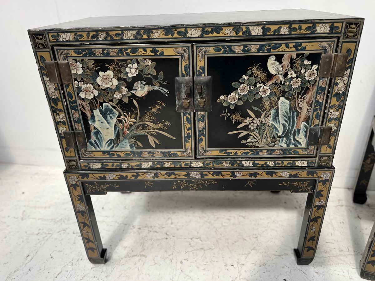 Paire de cabinets sur pieds de style chinoisant XX siècle-photo-2