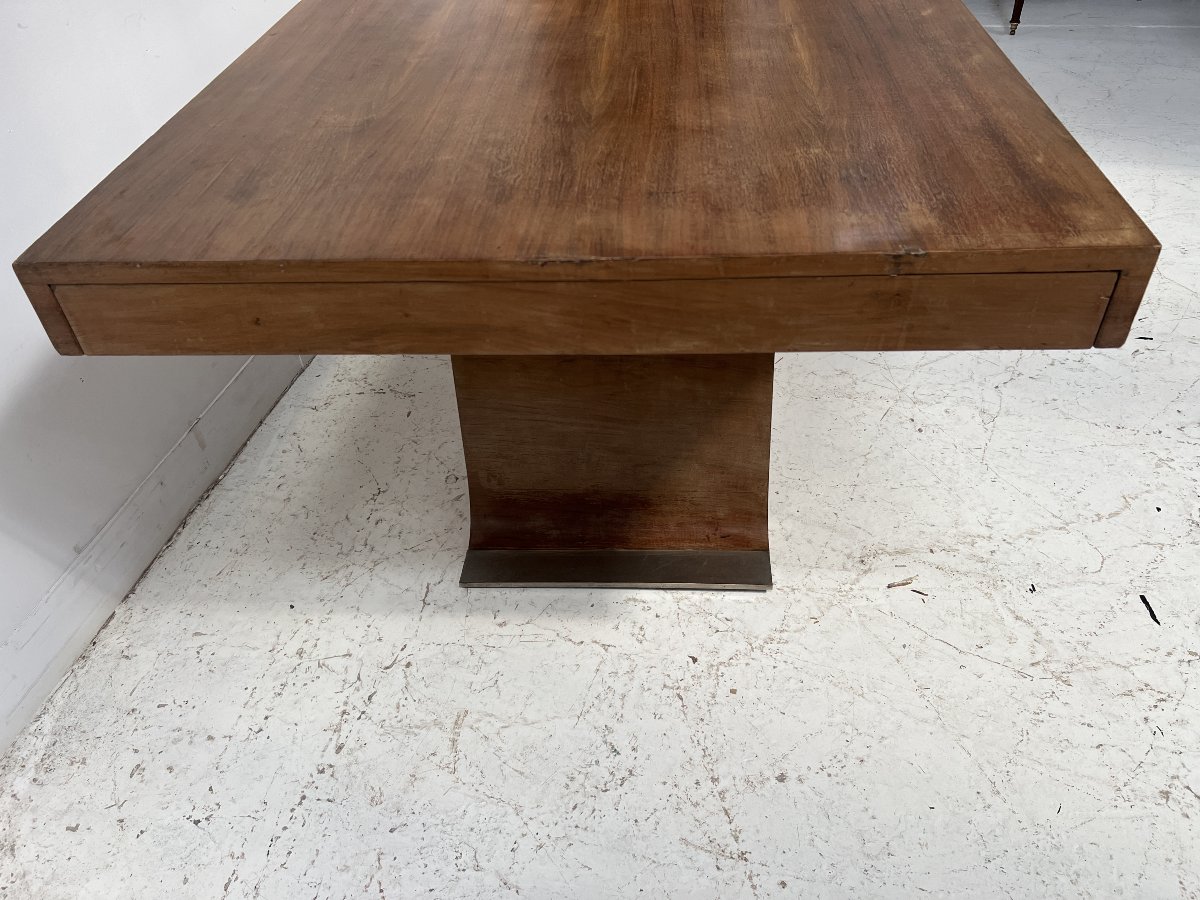 Art Deco Dining Table Made Of Walnut Veneer, 20th Century-photo-1