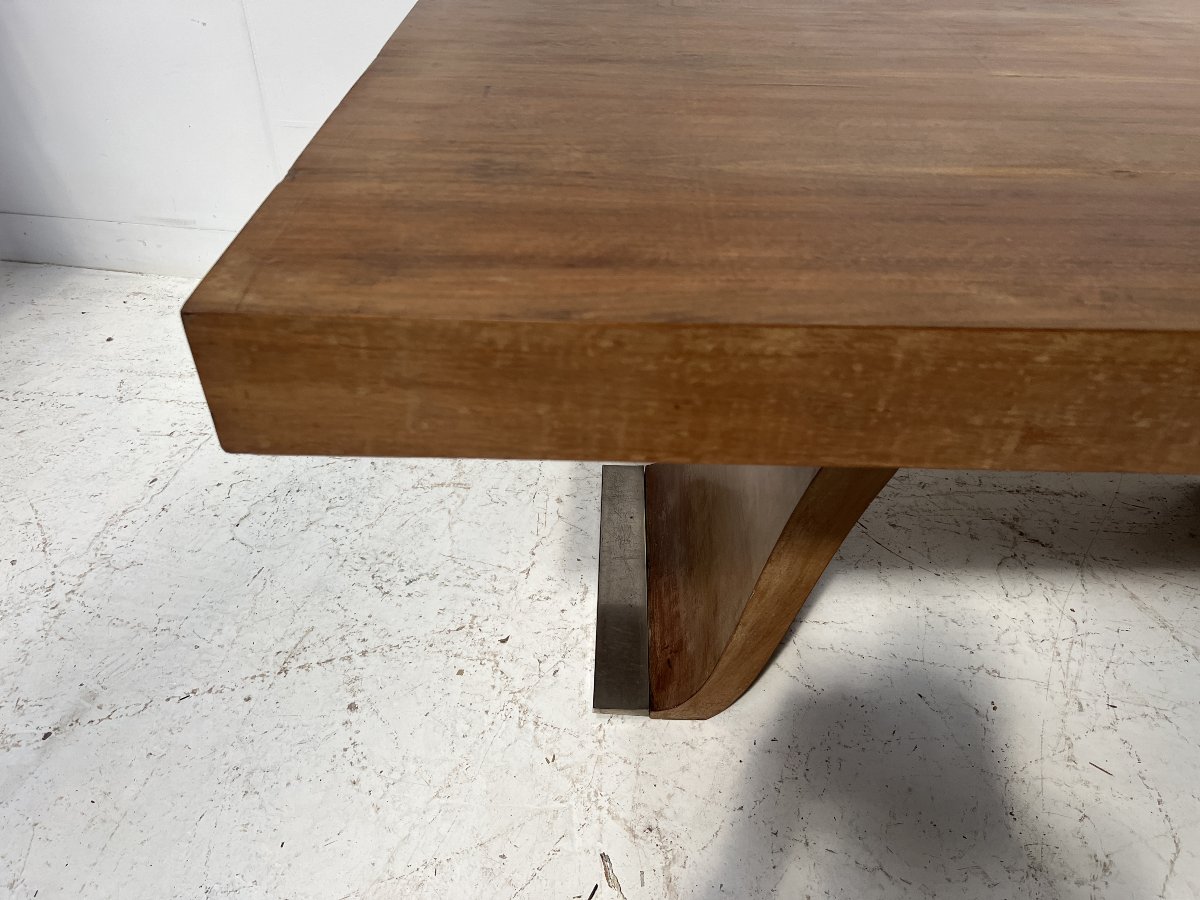 Art Deco Dining Table Made Of Walnut Veneer, 20th Century-photo-7