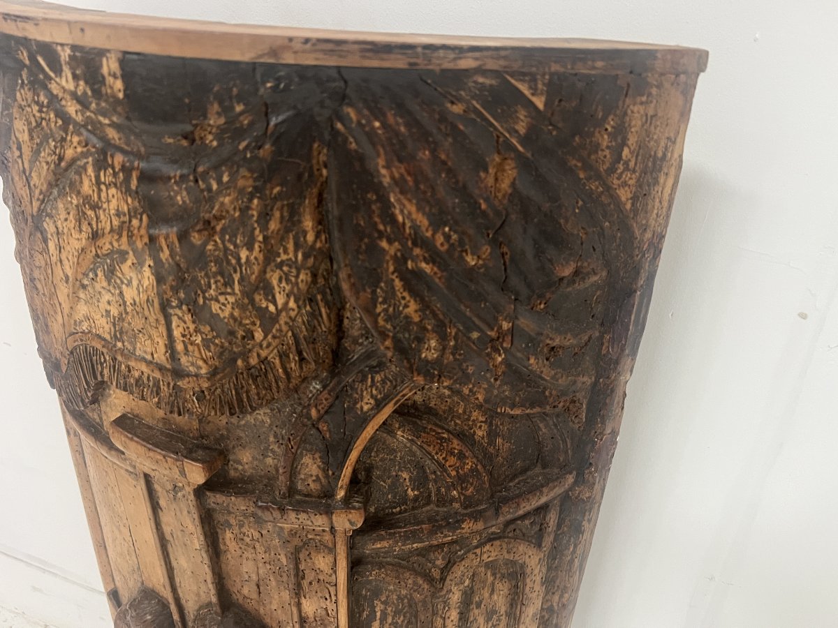Panneau massif en bois cintré et sculpté XVIII siècle-photo-2