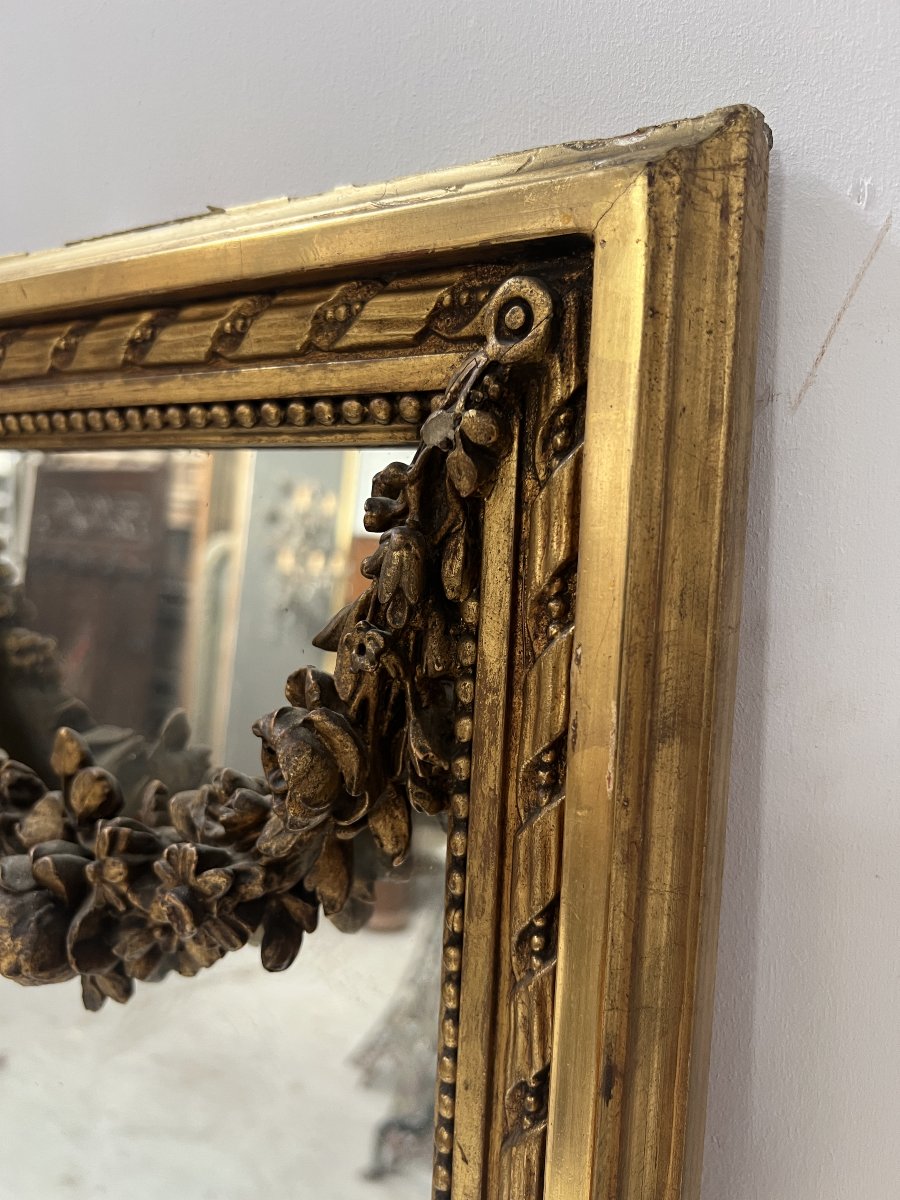 Miroir de style Louis XVI en bois et stuc doré XX siècle-photo-4