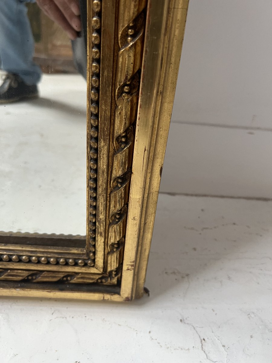 Miroir de style Louis XVI en bois et stuc doré XX siècle-photo-5