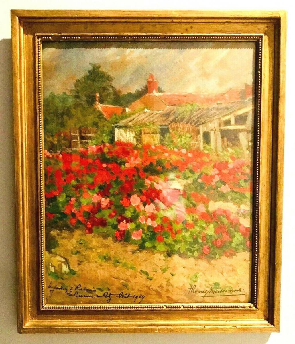 Oil On Isorel Oil On Canvas Still Life Flower Table Sicné Maisonneuve