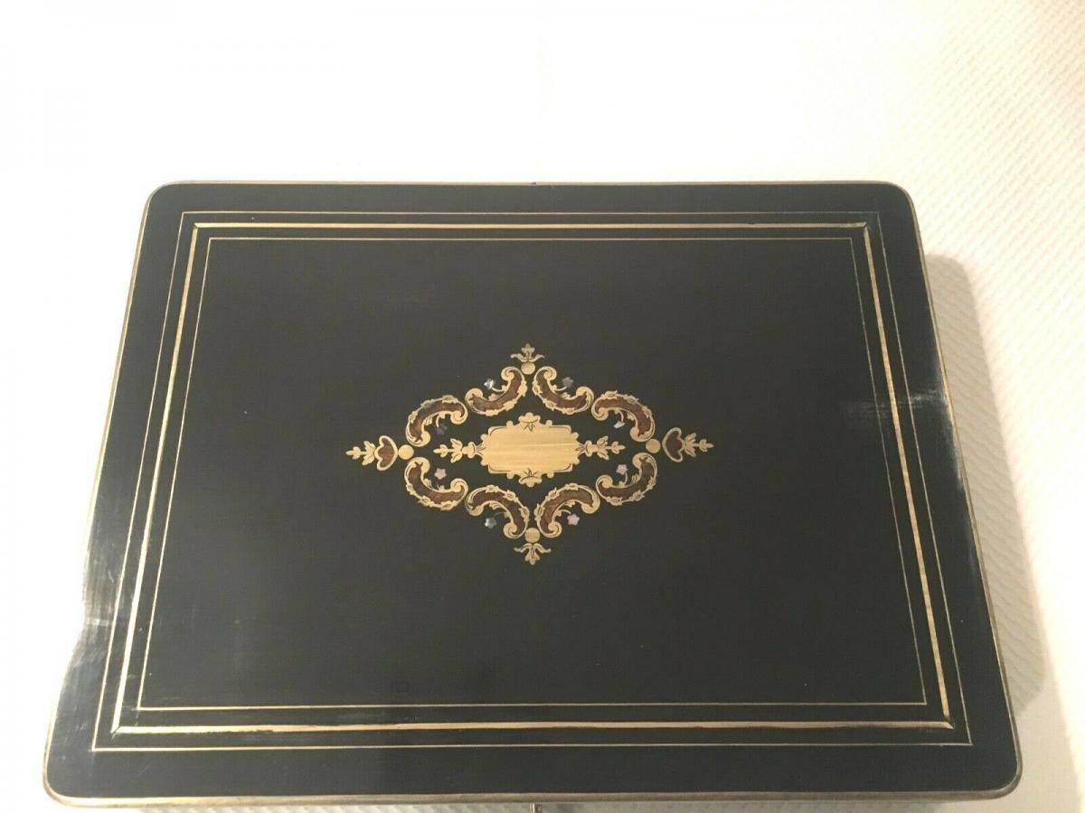 Boite A Jetons Napoléon III Boulle Coffret En Marqueterie Boite Boulle-photo-4