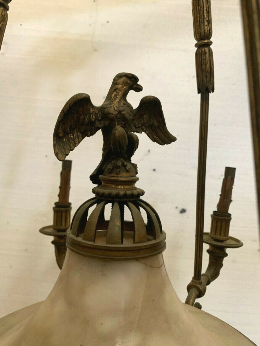 Empire Chandelier In Bronze And Alabaster XIX Century Napoleon III-photo-3