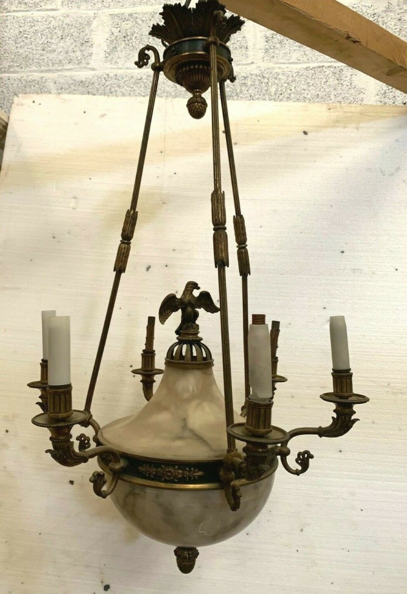 Empire Chandelier In Bronze And Alabaster XIX Century Napoleon III