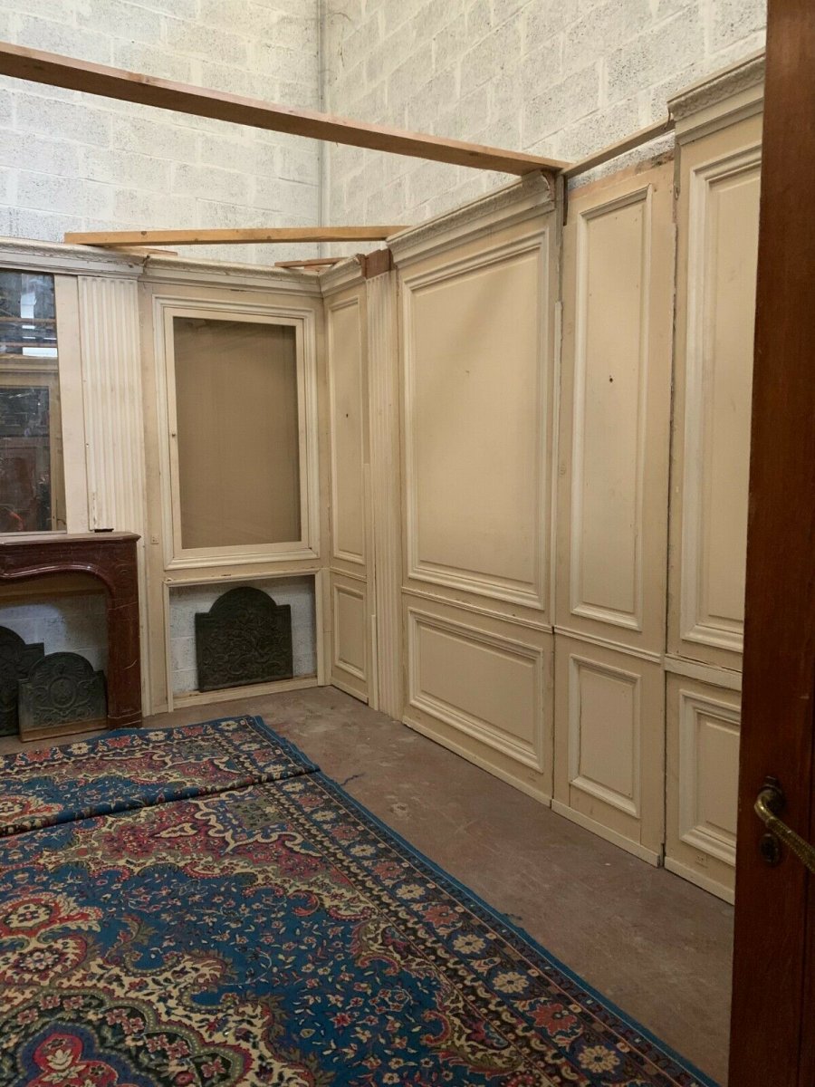 Boiserie De Style Louis XVI Bois Et Stuc Patine XIX Siècle-photo-3