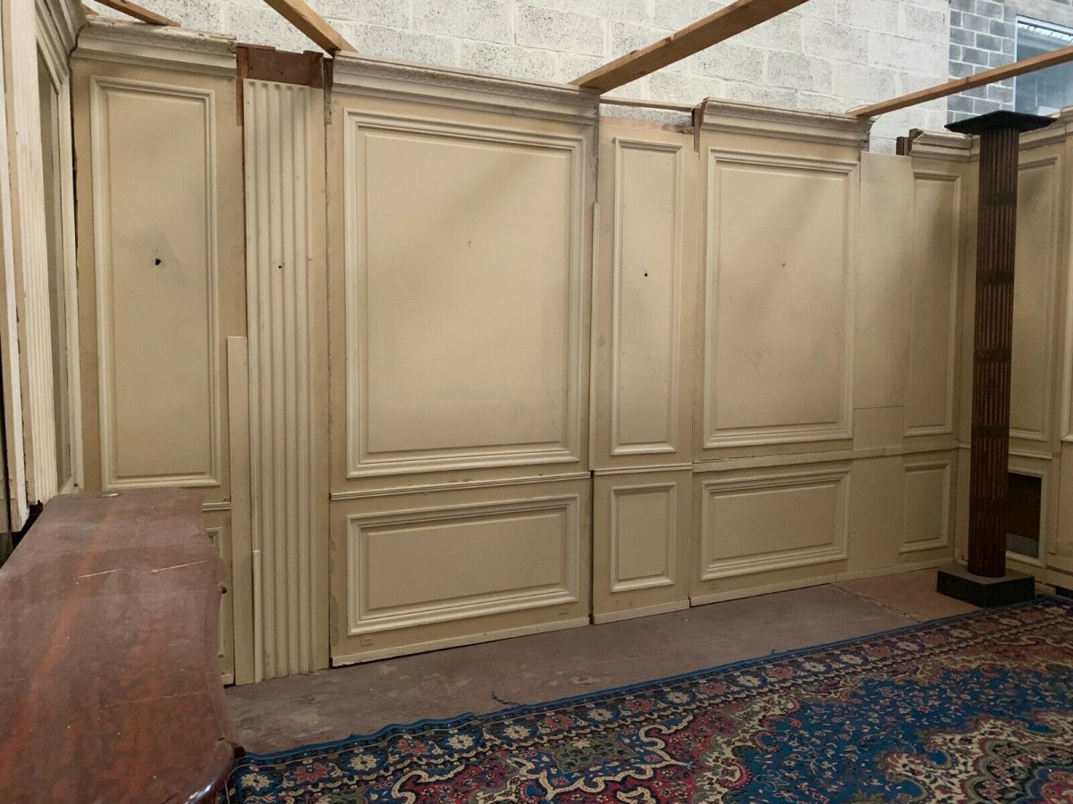 Boiserie De Style Louis XVI Bois Et Stuc Patine XIX Siècle-photo-3