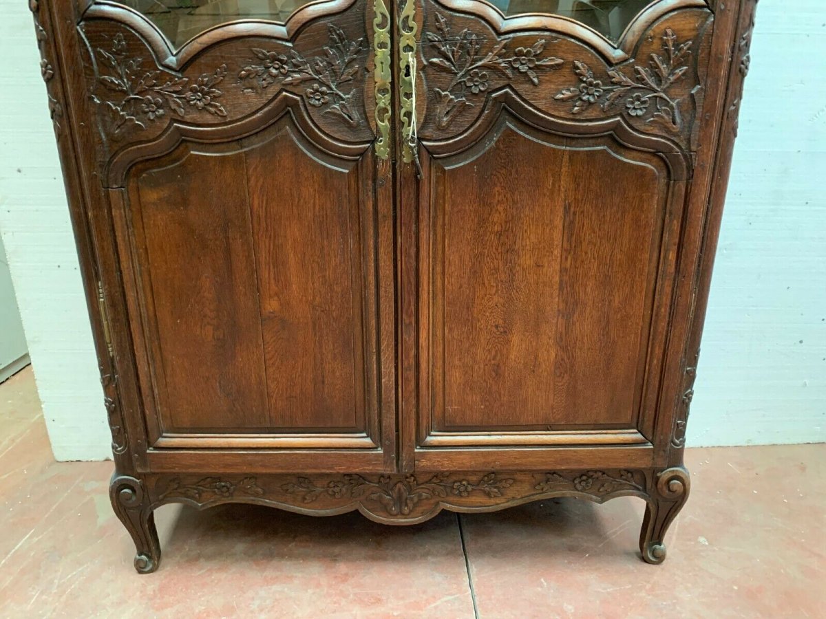 Bridal Cabinet In Carved Oak Showcase Two Doors XIX Century-photo-2