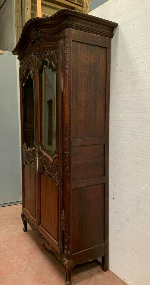 Bridal Cabinet In Carved Oak Showcase Two Doors XIX Century-photo-5