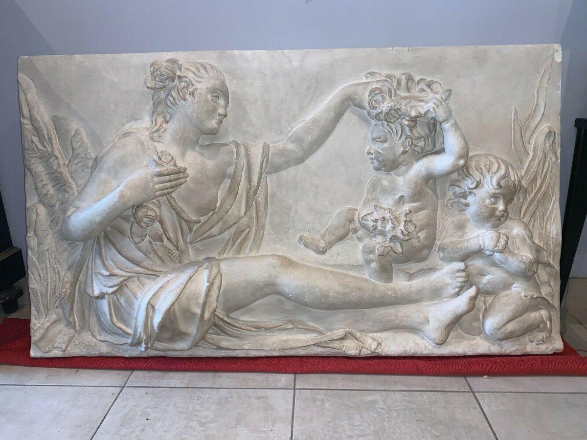Bas Relief In Stucco A Decor Of A Scene In The Antique XX Century-photo-2
