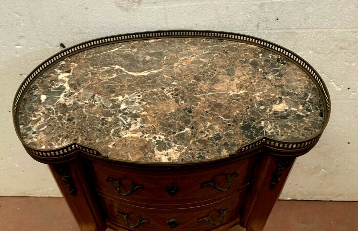 Louis XV Style Kidney Commode Marble Top A Brass Gallery XX Century-photo-1