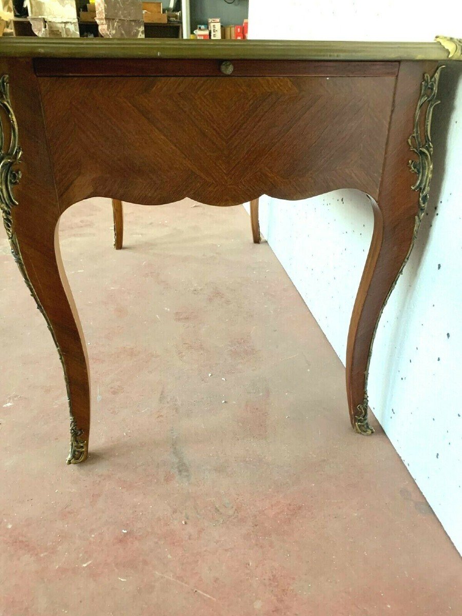 Bureau d'Apparat De Style Louis XV Dessus De Cuir Rouge XX Siècle-photo-1