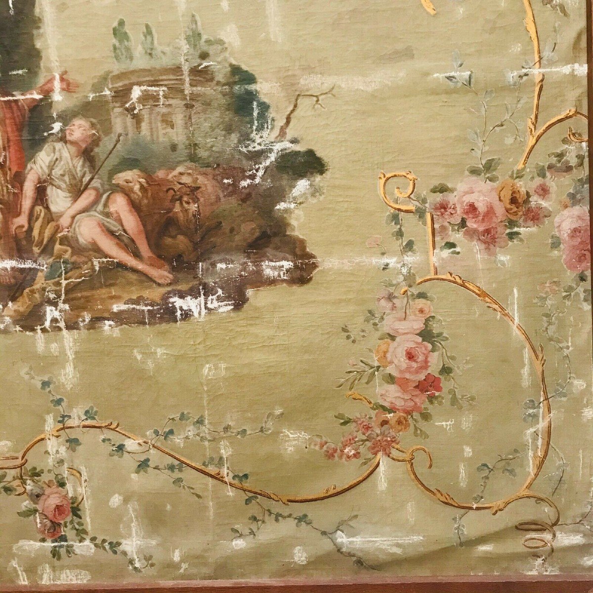 Large Decorative Panel Painted From A Scene In The Antique XIX Century-photo-3