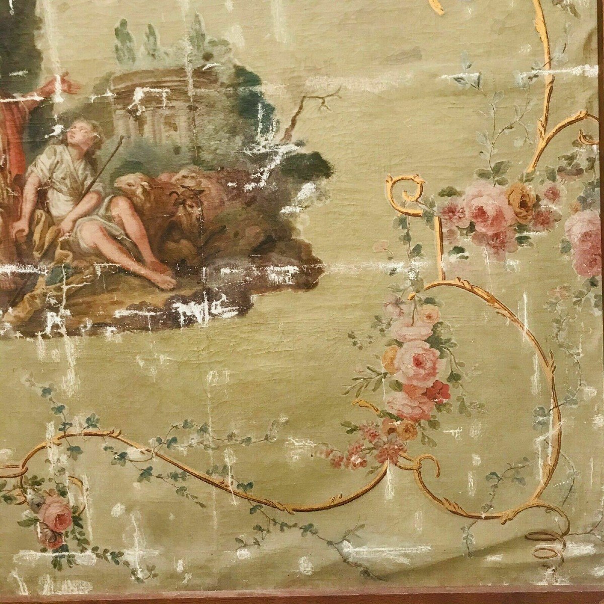 Large Decorative Panel Painted From A Scene In The Antique XIX Century-photo-5