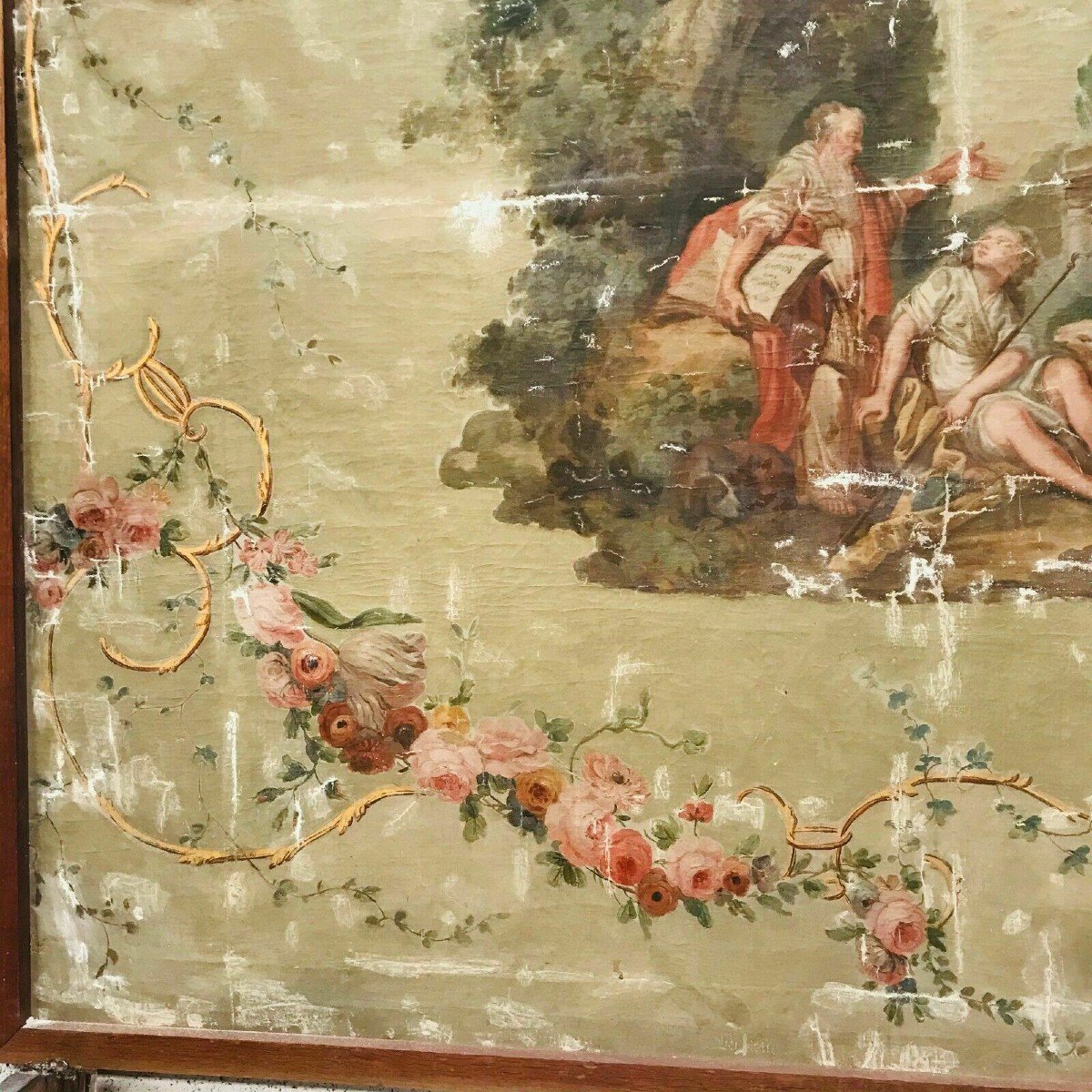 Grand Panneau Décoratif Peint d'Une Scène A l'Antique XIX Siècle-photo-6