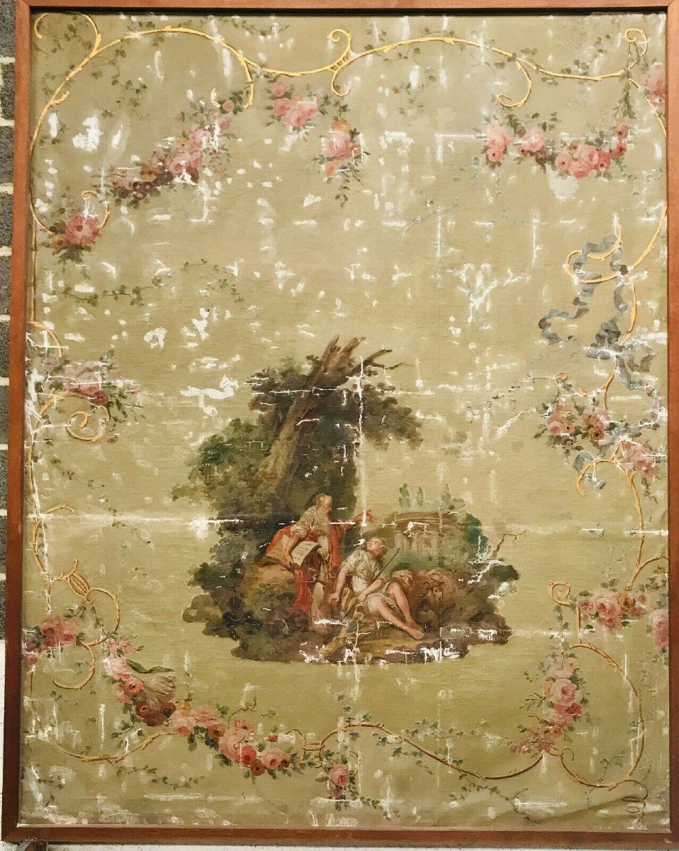 Large Decorative Panel Painted From A Scene In The Antique XIX Century
