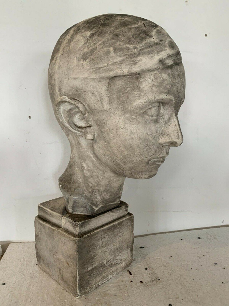 Bust Of A Young Man In Plaster Signed Gerard Choain XX Century-photo-3