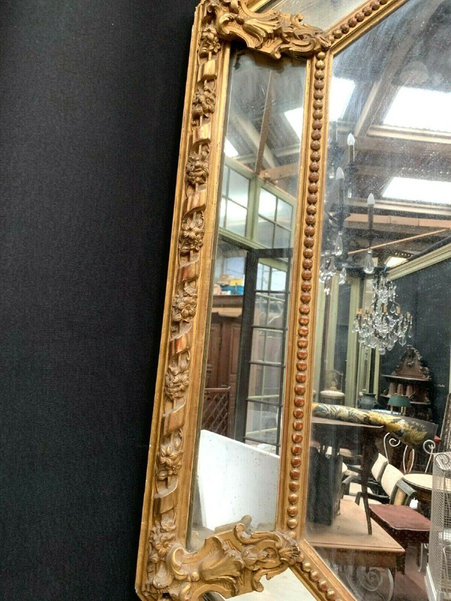 Miroir A Pare Closes En Bois Et Stuc Doré Miroir Napoléon III XIX Siècle-photo-2