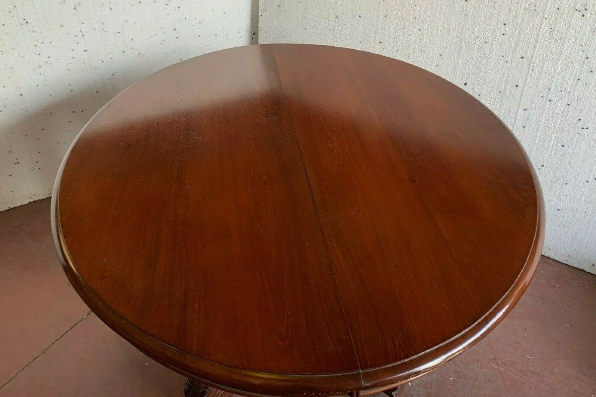 Table A Foot Central Napoleon III Mahogany Massif XIX Century-photo-4